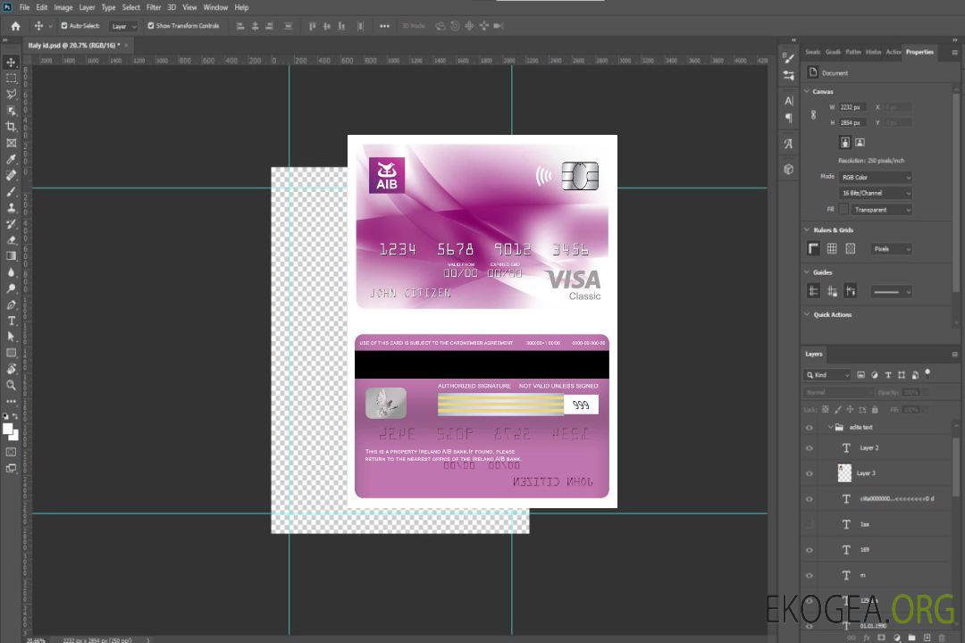Carte Visa Classique Irlande AIB Bank template Carte Visa Classique Irlande AIB Bank template